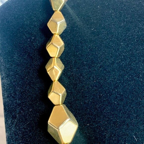 Vintage Graziano Gold Tone Bead Geometric Necklace - Picture 3 of 7